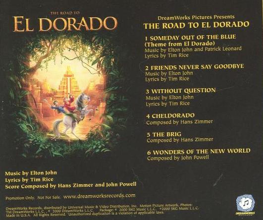 For Your Consideration The Road To El Dorado FYC PROMO Music CD Hans